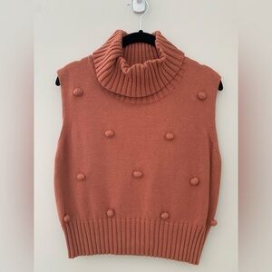 Women's Sleeveless Turtleneck Sweater - Rust